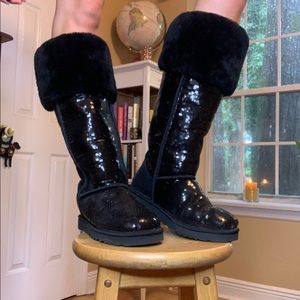 Black sequined Ugg boots